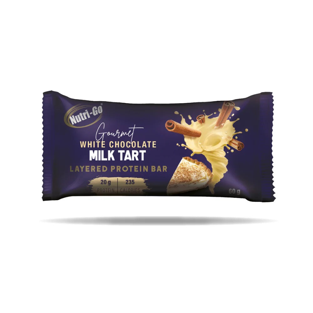 Milk Tart and White Chocolate Layered Protein Bar